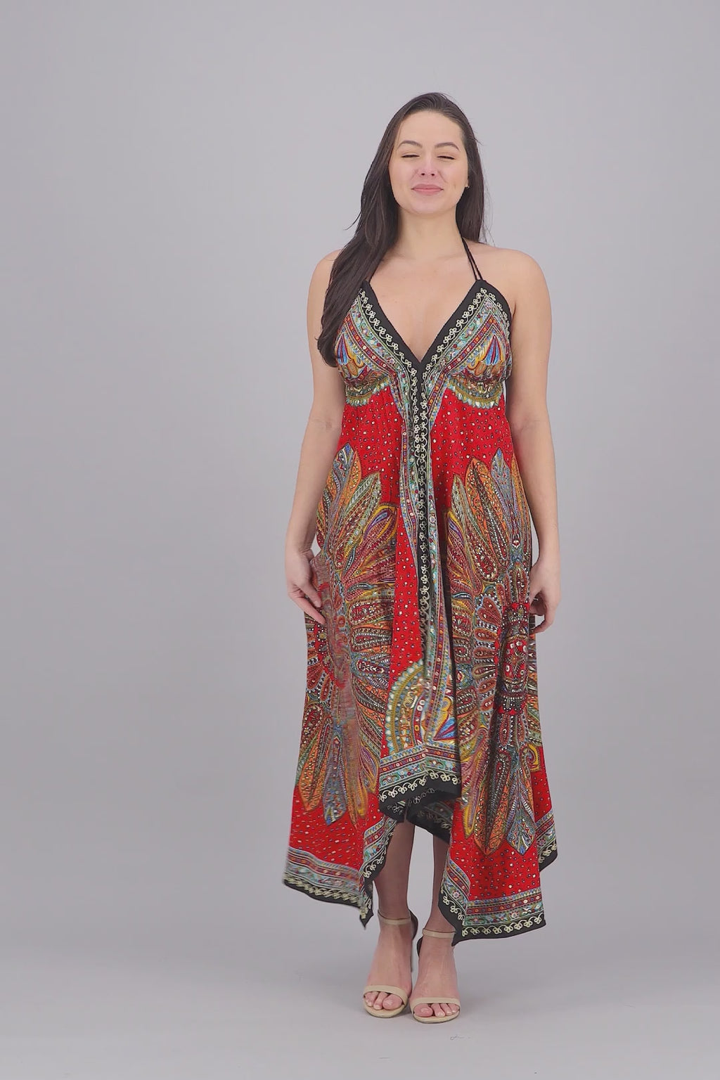 Batik Halter Neck Maxi Dress