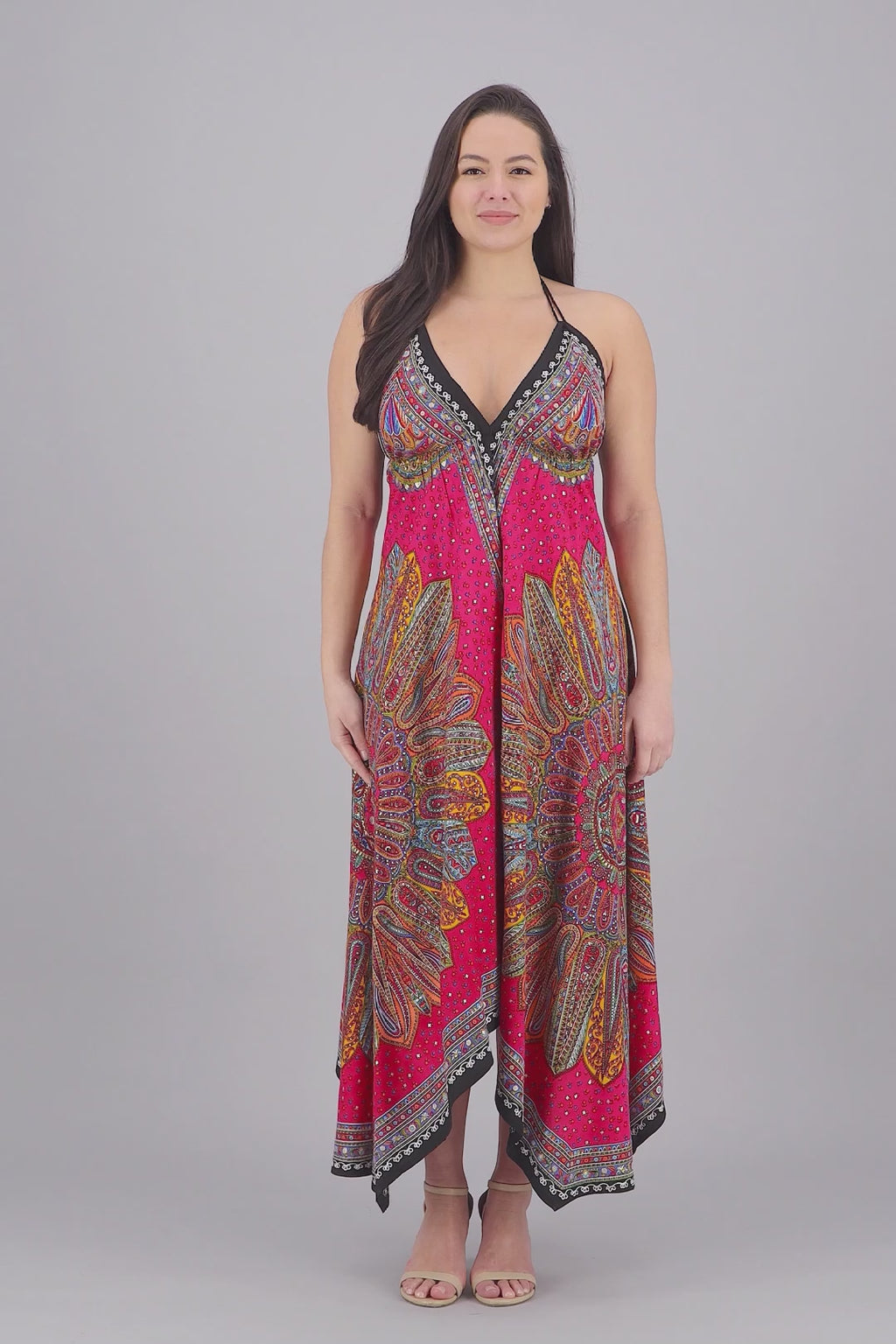 Batik Halter Neck Maxi Dress