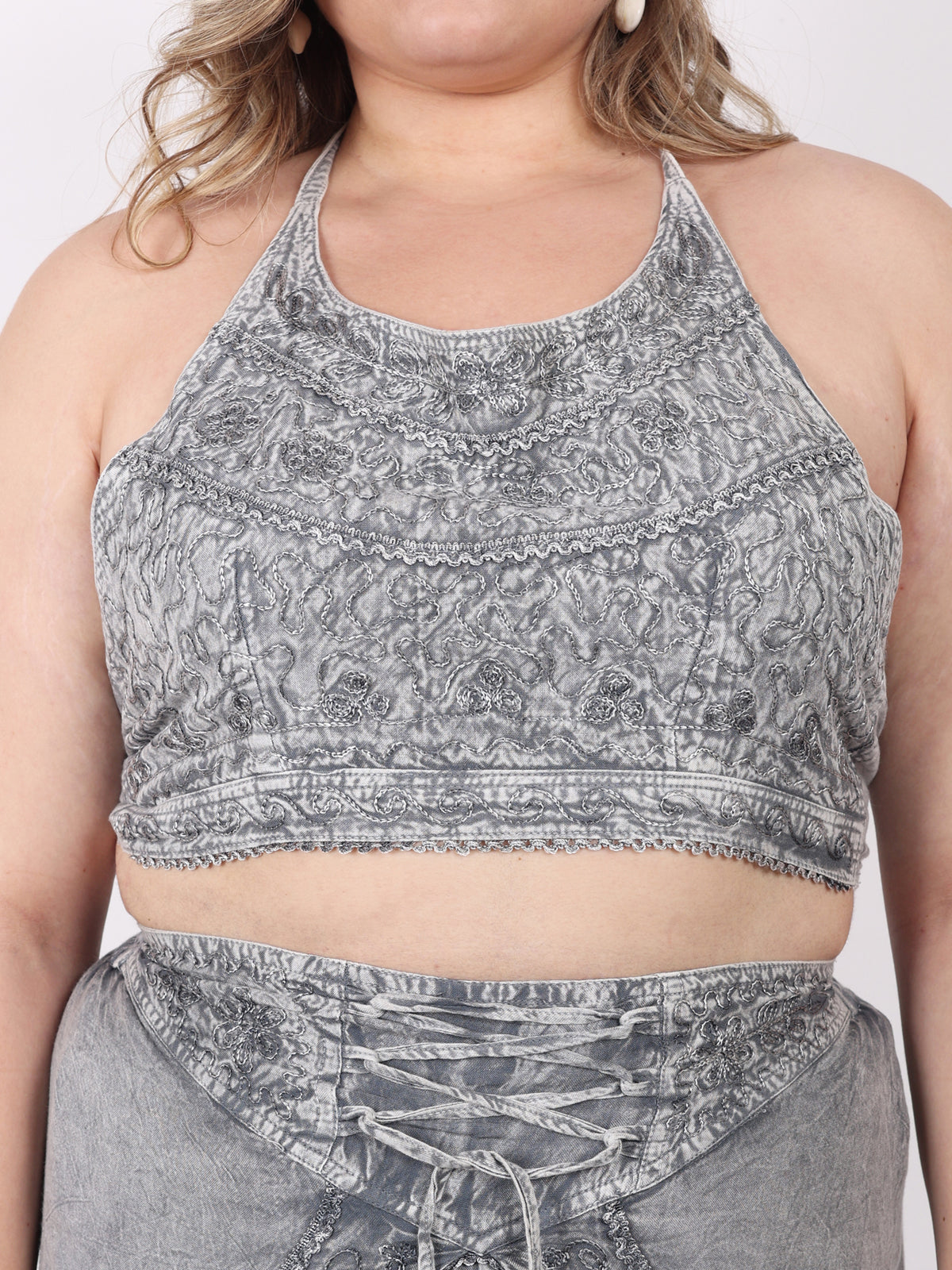 Chic Embroidered Two-Piece Set