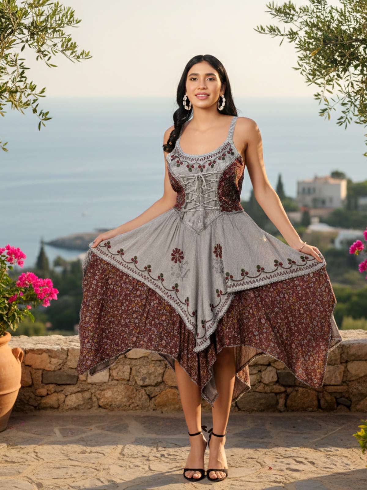 Flowy Handkerchief Hem Dress