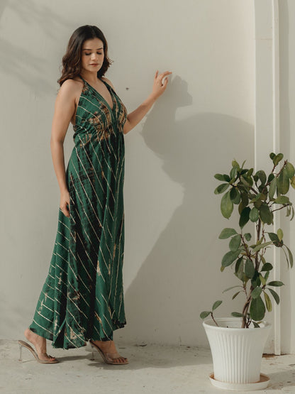 Lurex Pattern Backless Dress