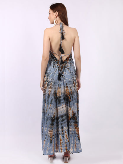 Lurex Pattern Backless Dress