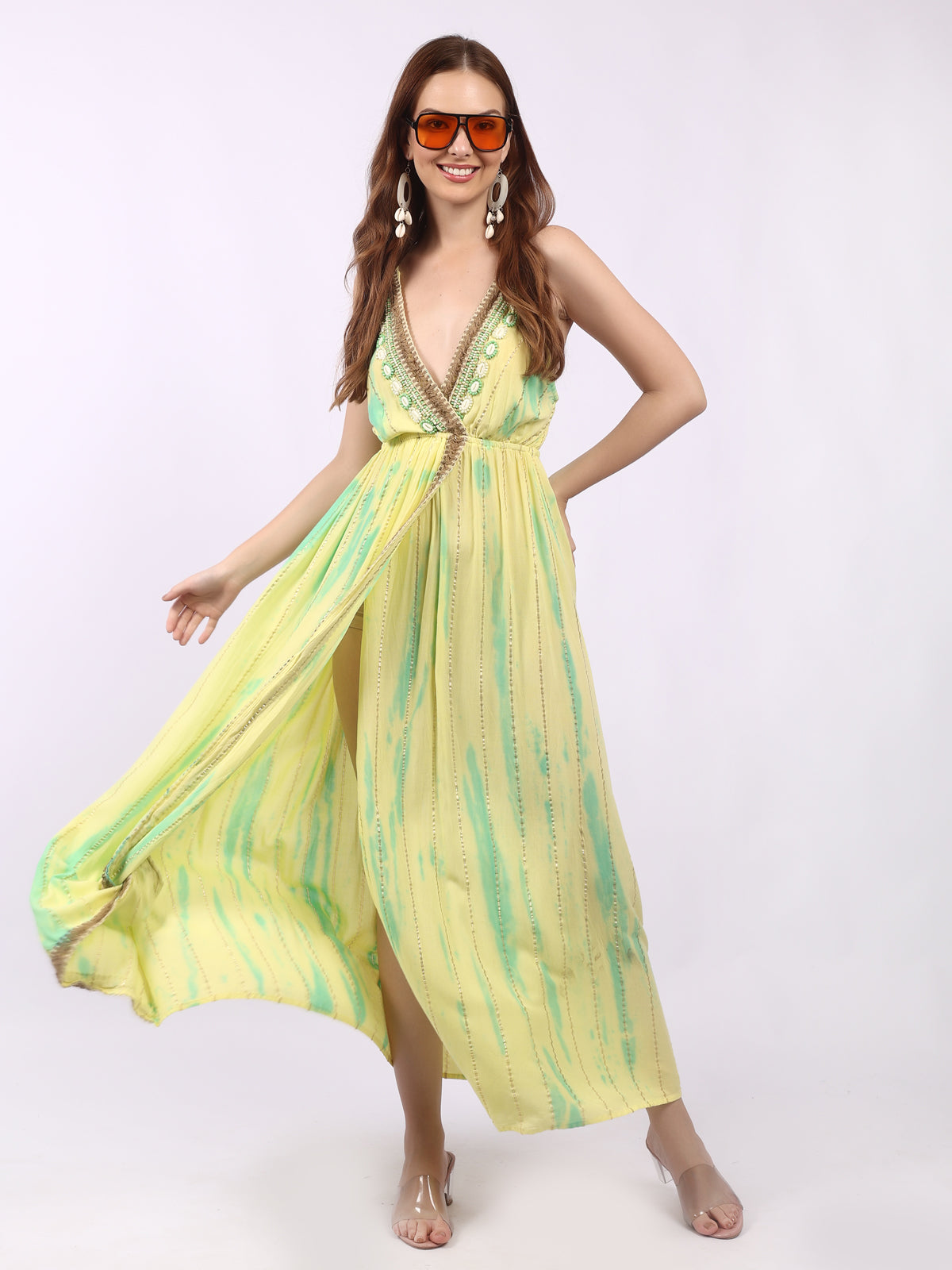 Shimmer Lurex Side Slit Dress