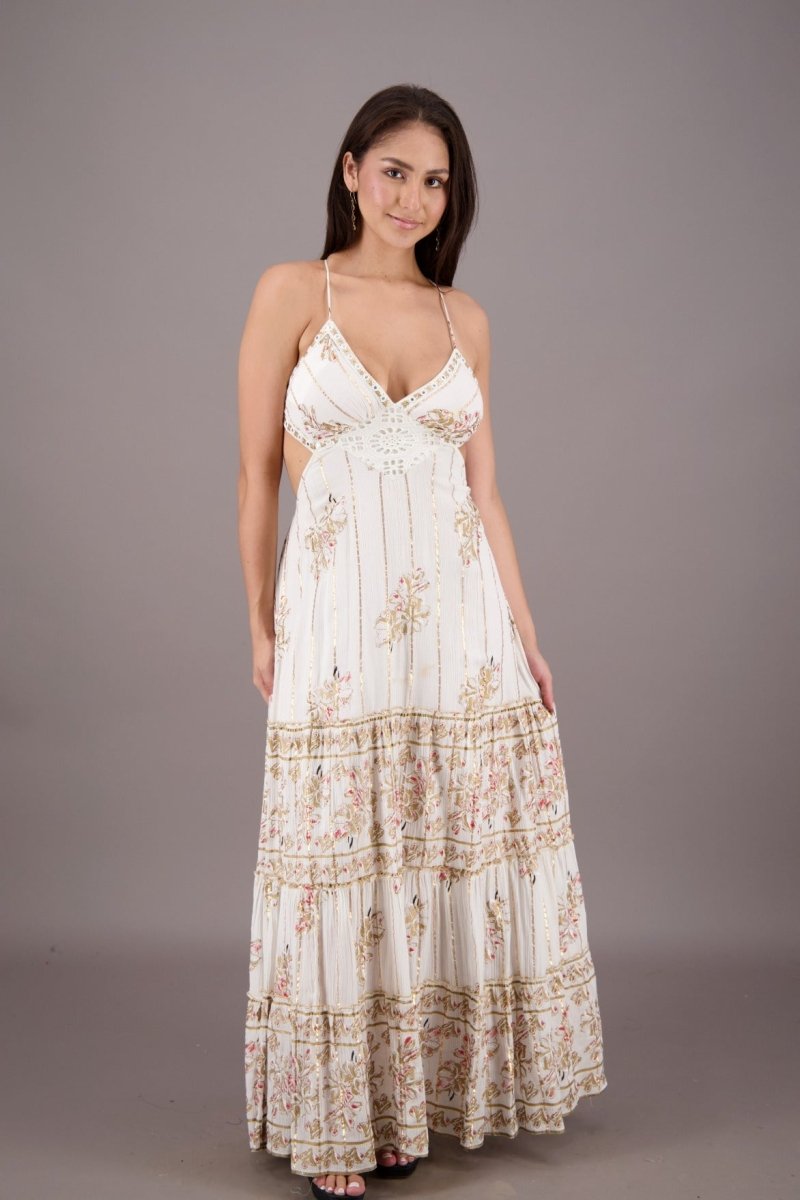 Boho Floral Halter Maxi Dress