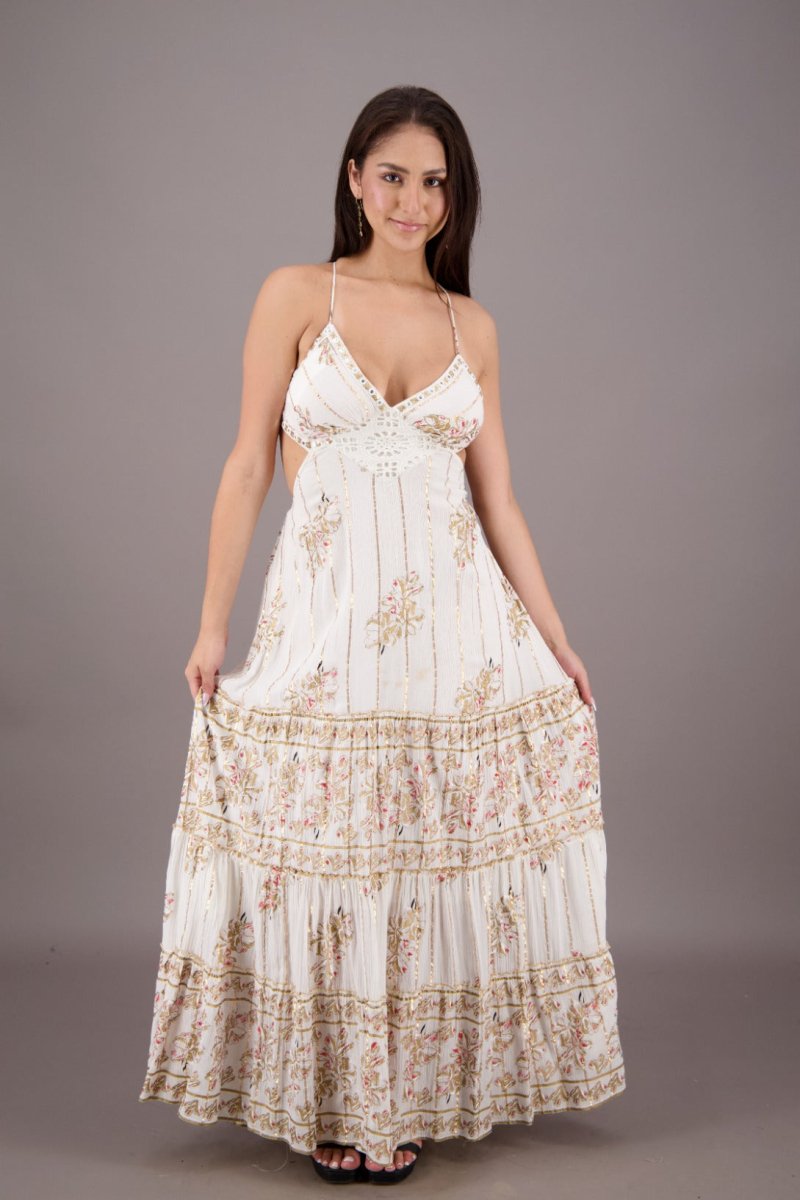 Boho Floral Halter Maxi Dress