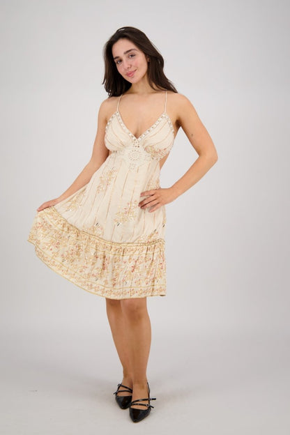 Boho Embroidered Flowy Mini Dress