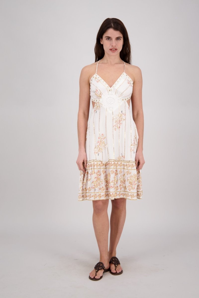 Boho Embroidered Flowy Mini Dress