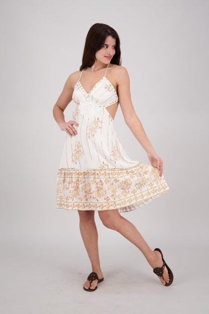 Boho Embroidered Flowy Mini Dress