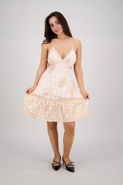Boho Embroidered Flowy Mini Dress