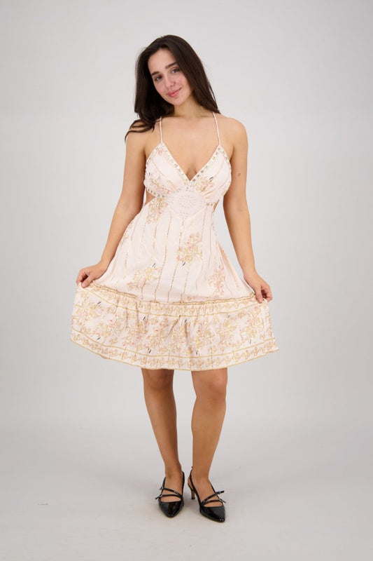 Boho Embroidered Flowy Mini Dress