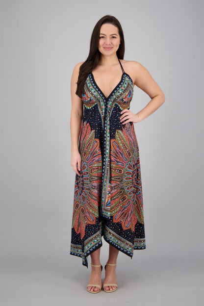 Batik Halter Neck Maxi Dress