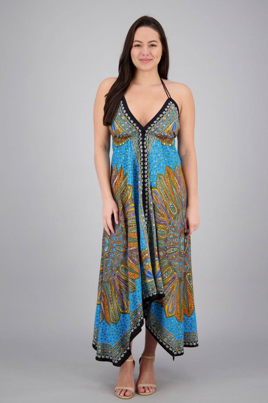 Batik Halter Neck Maxi Dress