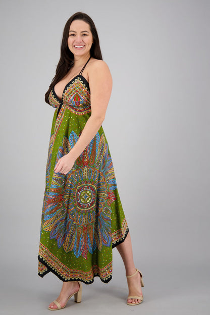 Batik Halter Neck Maxi Dress