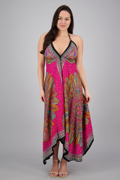 Batik Halter Neck Maxi Dress