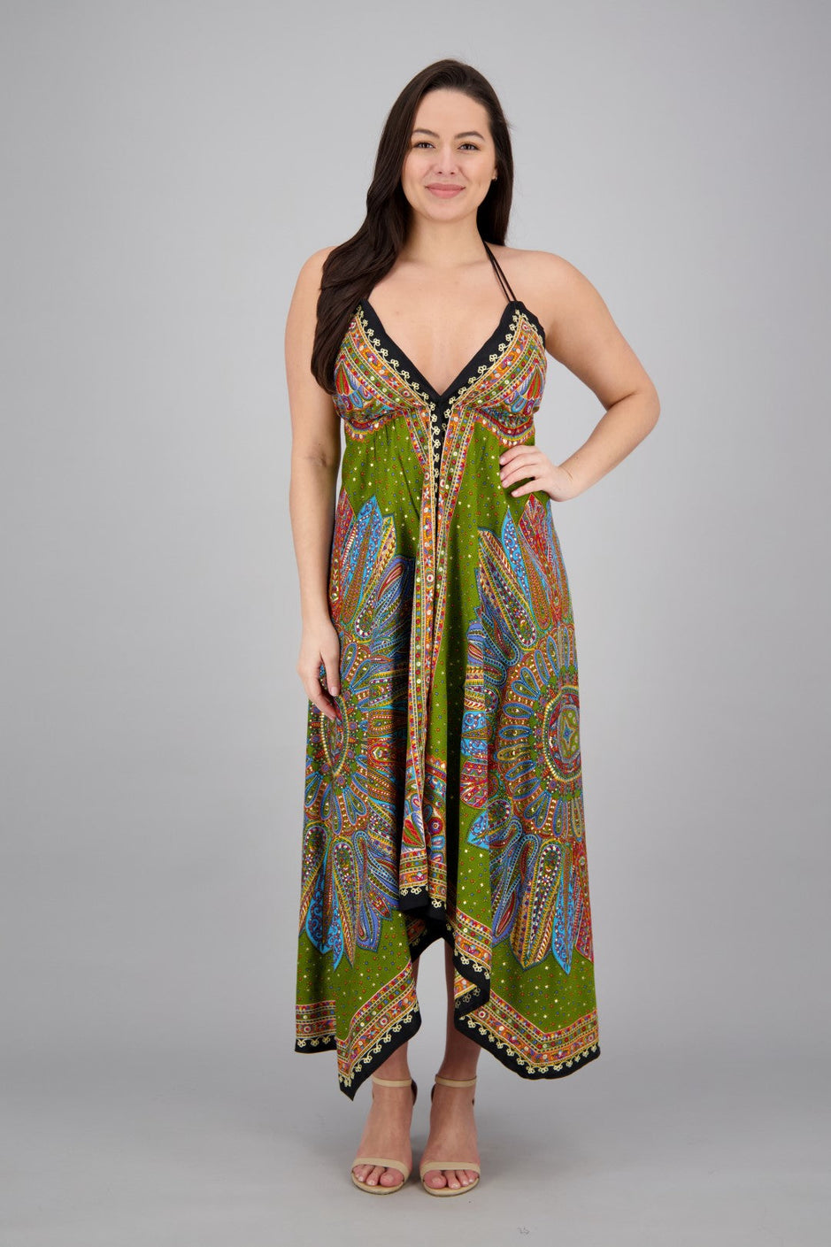 Batik Halter Neck Maxi Dress
