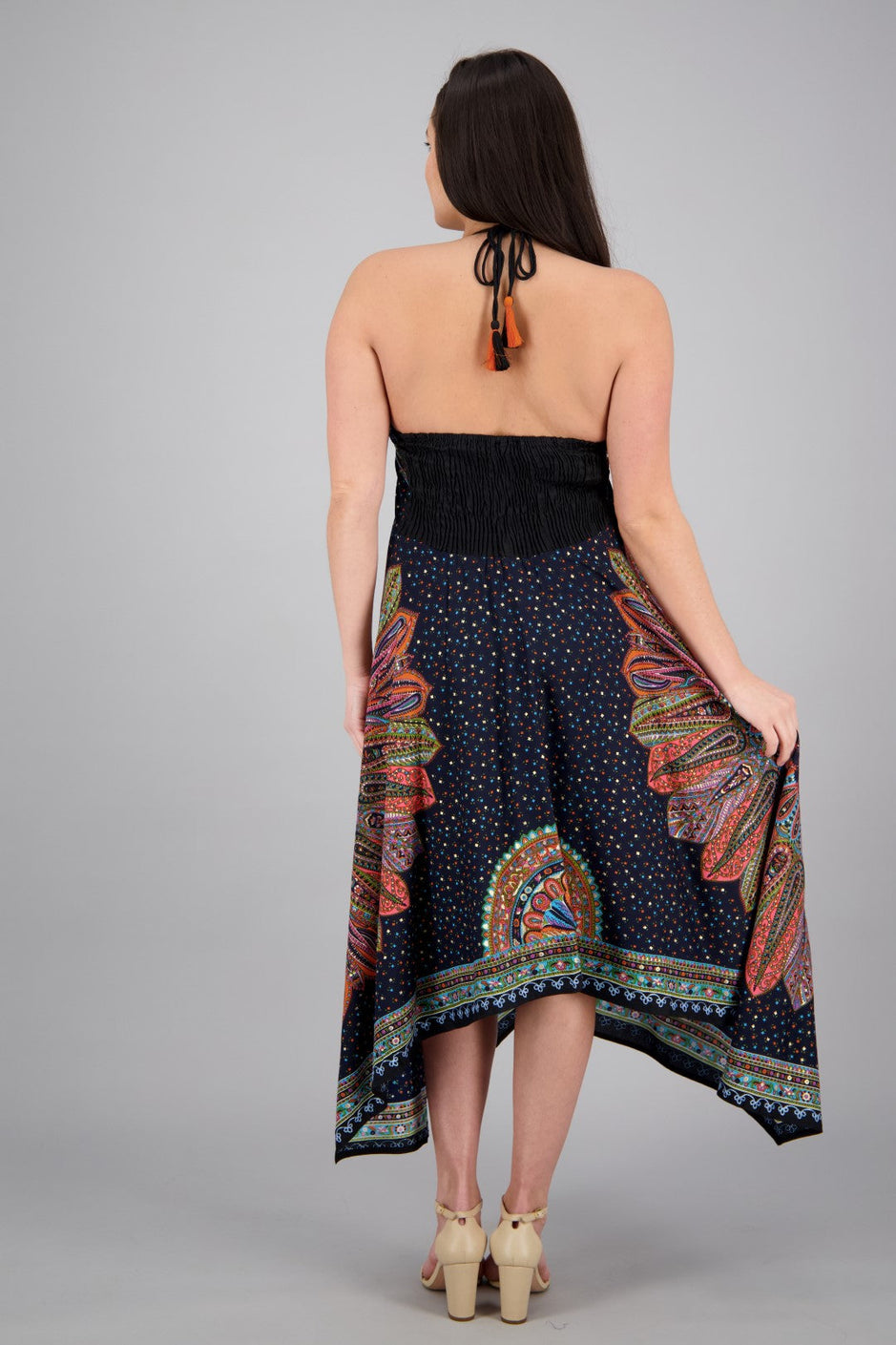 Batik Halter Neck Maxi Dress