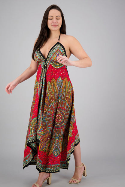 Batik Halter Neck Maxi Dress