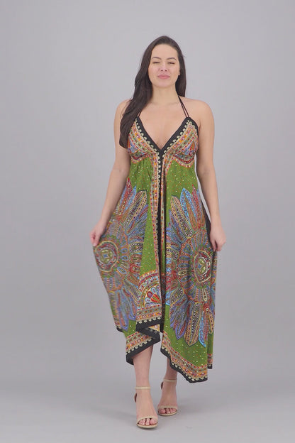Batik Halter Neck Maxi Dress