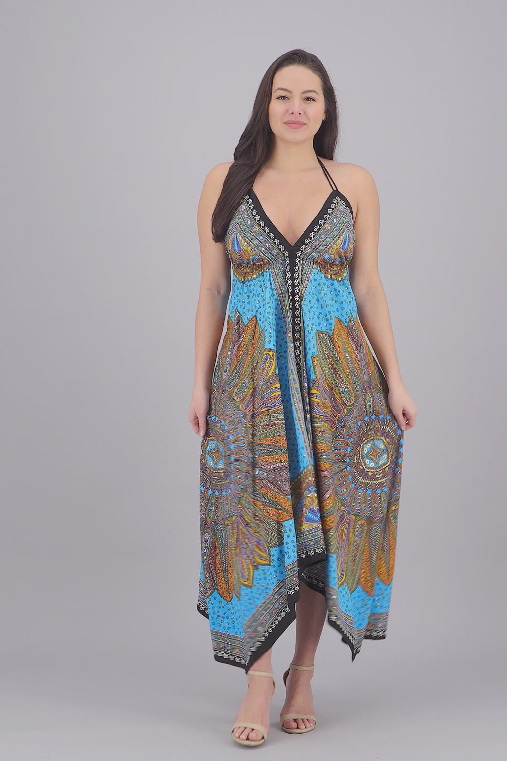 Batik Halter Neck Maxi Dress