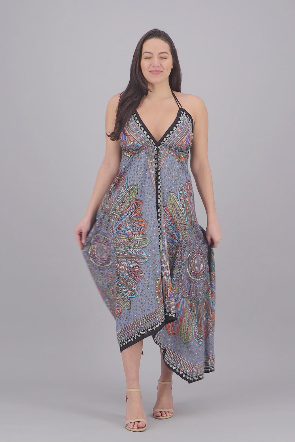 Batik Halter Neck Maxi Dress