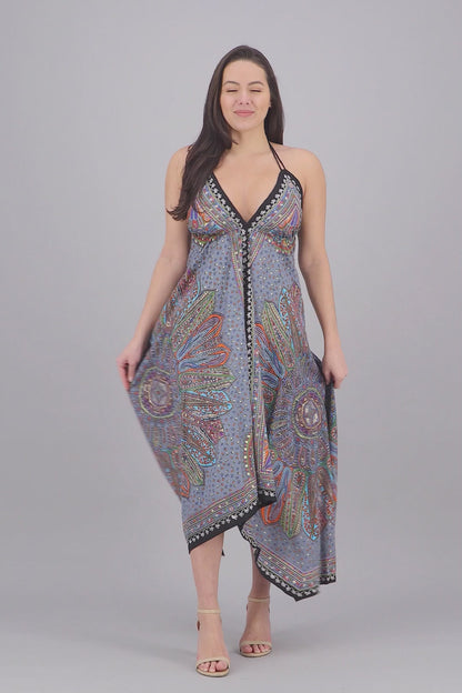 Batik Halter Neck Maxi Dress