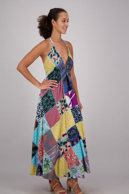 Halter Neck Patchwork Dress