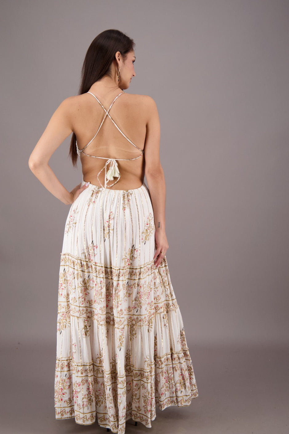 Boho Floral Halter Maxi Dress