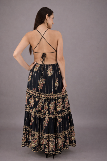 Boho Floral Halter Maxi Dress