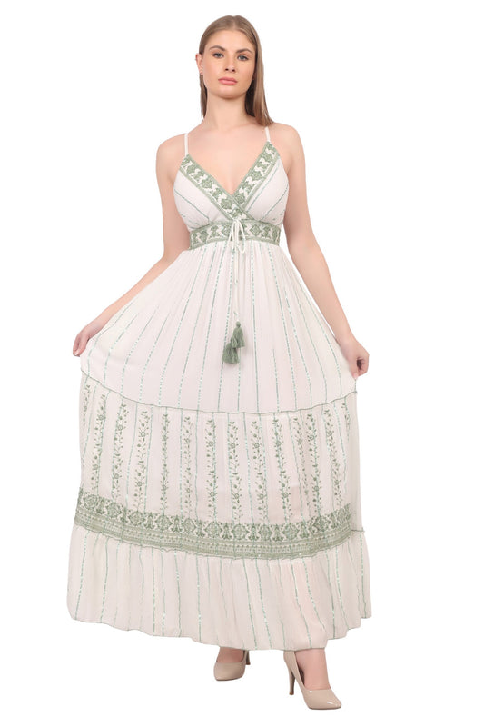 Elegant Bohemian V-Neck Maxi Dress