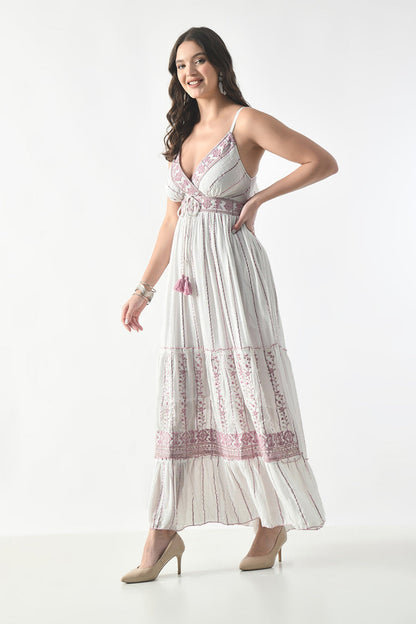 Elegant Bohemian V-Neck Maxi Dress
