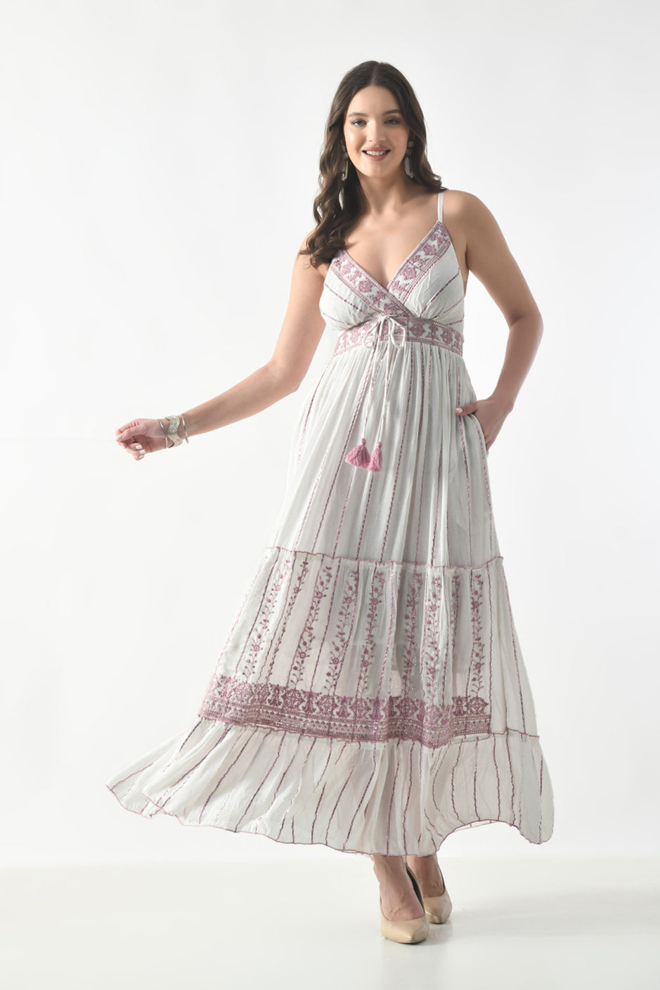 Elegant Bohemian V-Neck Maxi Dress