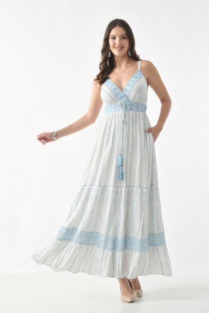 Elegant Bohemian V-Neck Maxi Dress