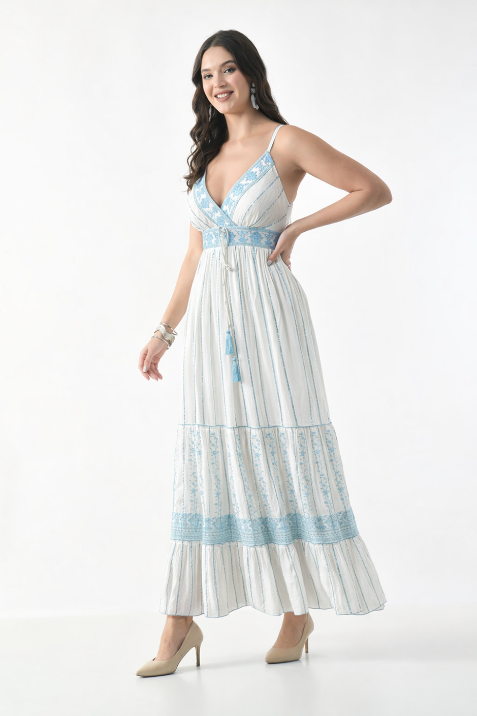 Elegant Bohemian V-Neck Maxi Dress