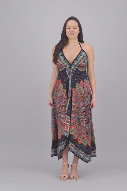 Batik Halter Neck Maxi Dress