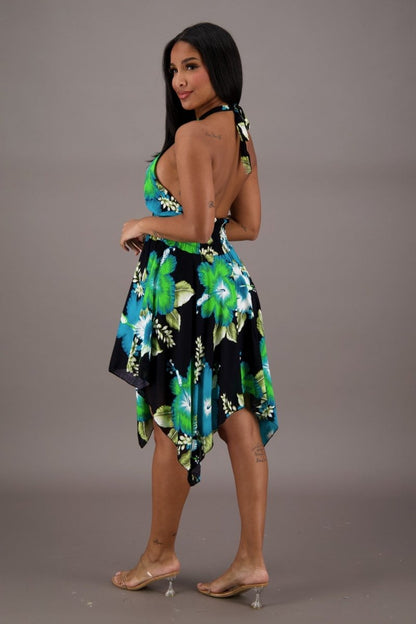 Flowy Floral Halter Dress