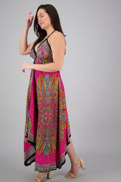 Batik Halter Neck Maxi Dress