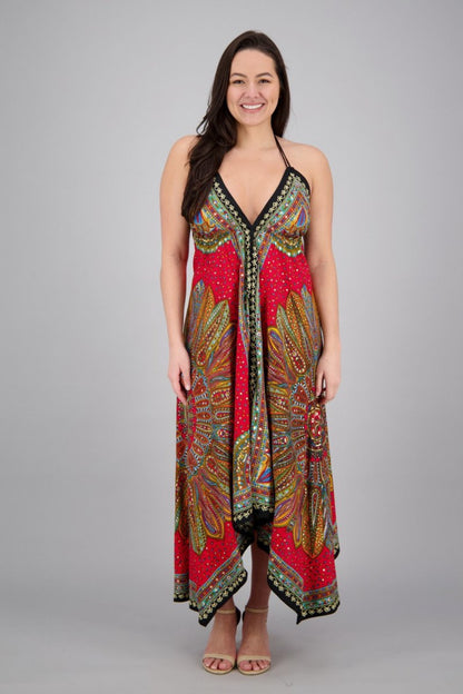 Batik Halter Neck Maxi Dress