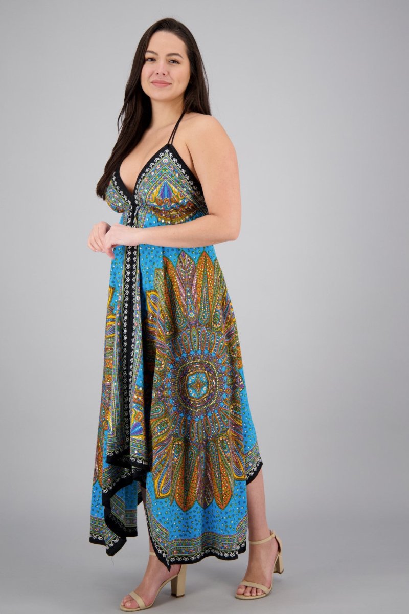 Batik Halter Neck Maxi Dress