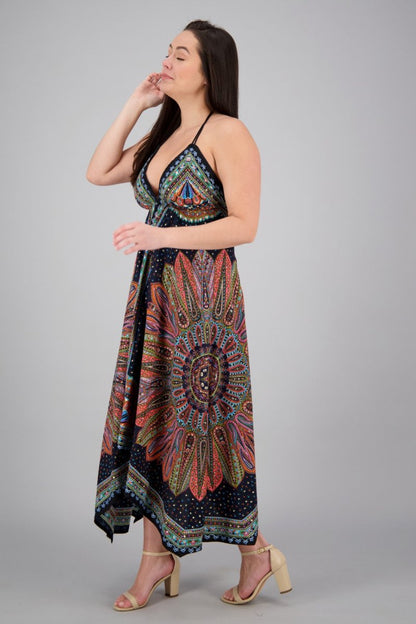 Batik Halter Neck Maxi Dress
