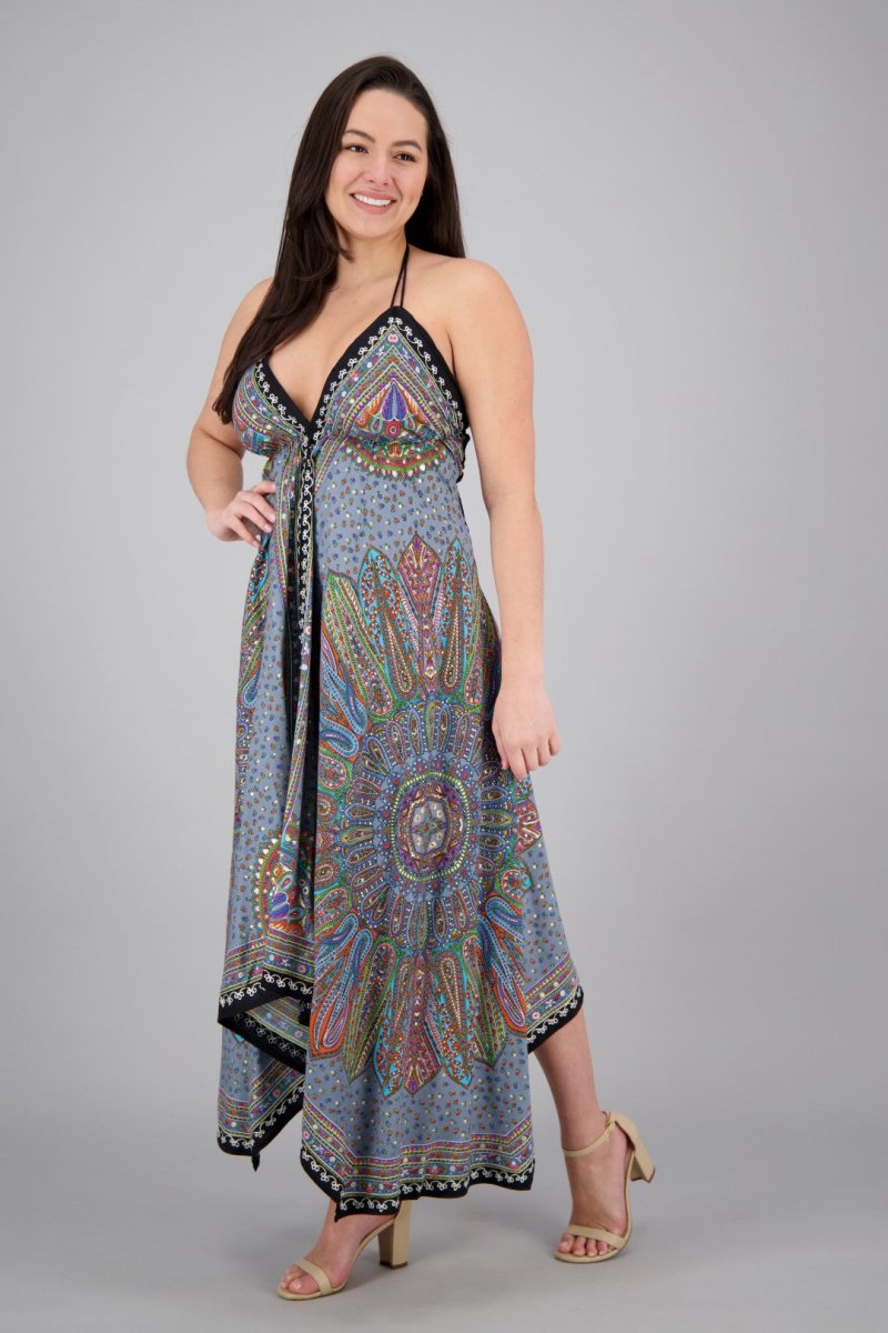 Batik Halter Neck Maxi Dress
