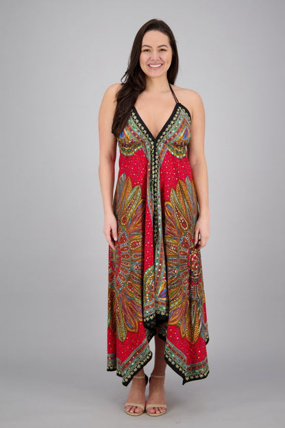 Batik Halter Neck Maxi Dress
