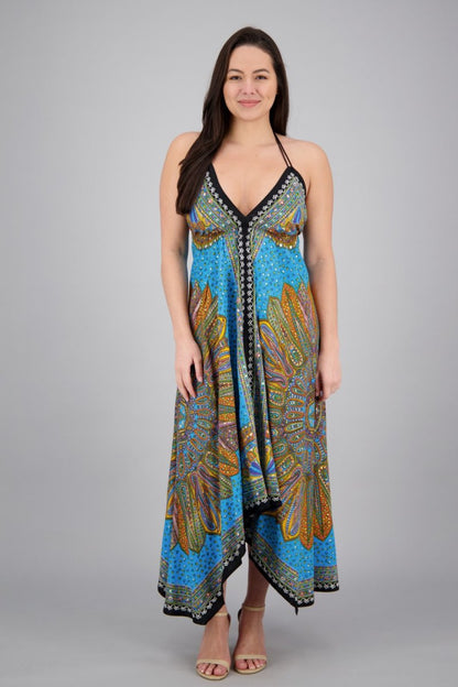 Batik Halter Neck Maxi Dress