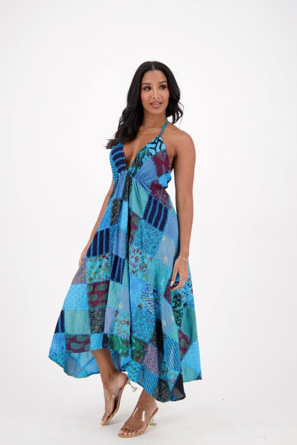 Halter Neck Patchwork Dress