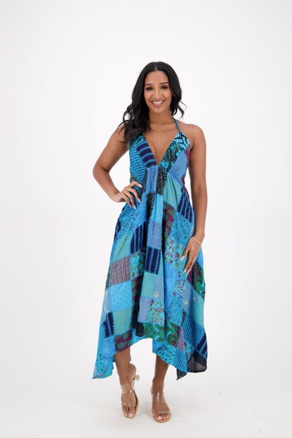 Halter Neck Patchwork Dress