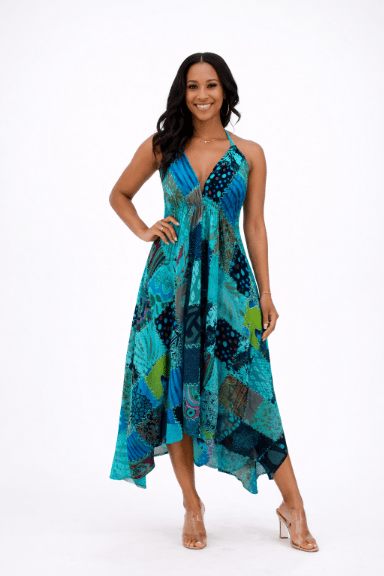 Halter Neck Patchwork Dress