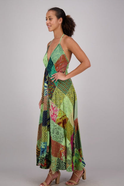 Halter Neck Patchwork Dress
