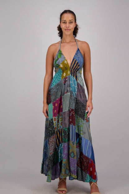 Halter Neck Patchwork Dress